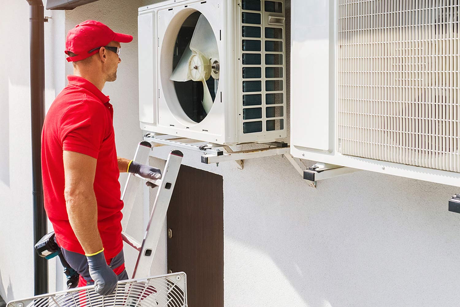 hvac technician at a job site