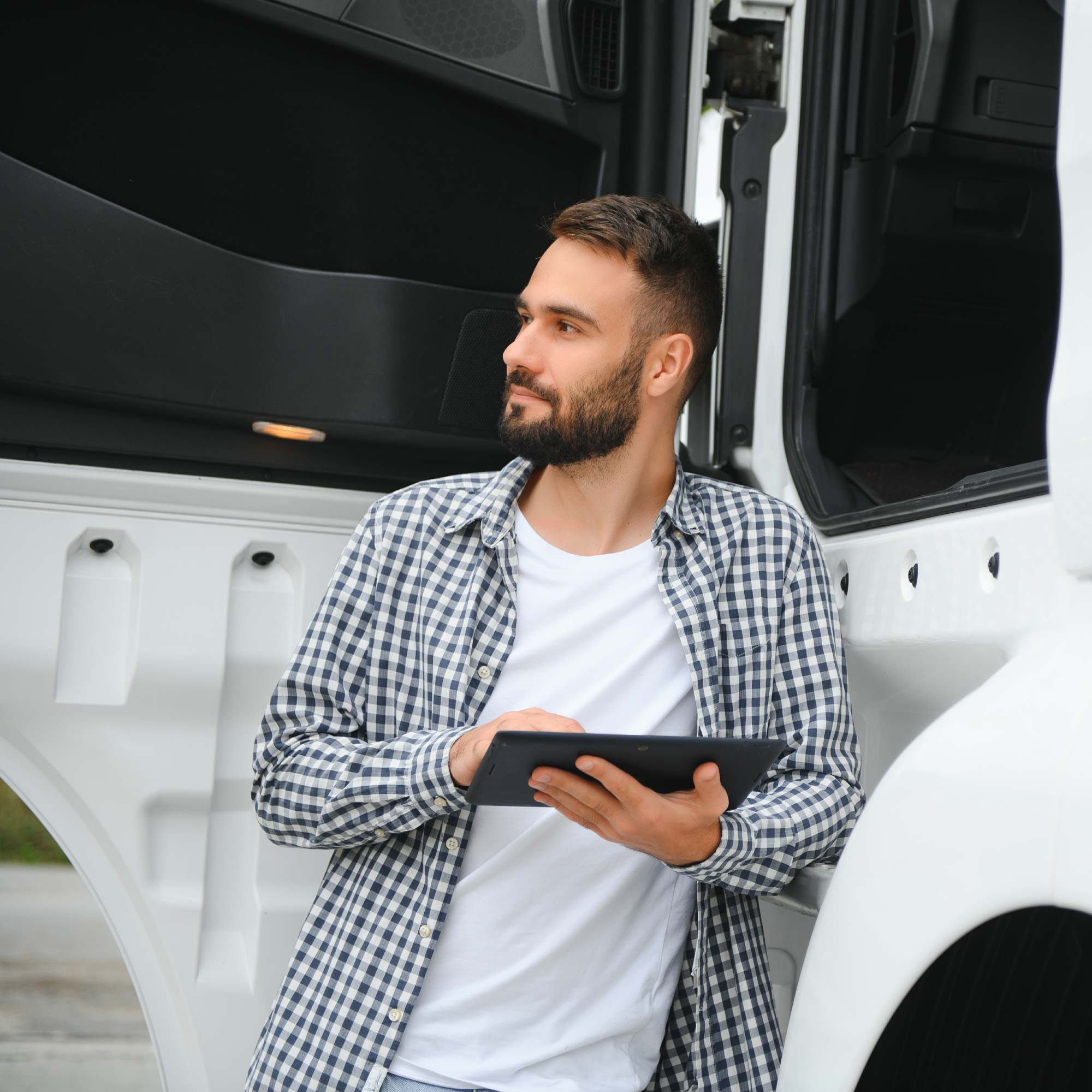 truck driver social media concept